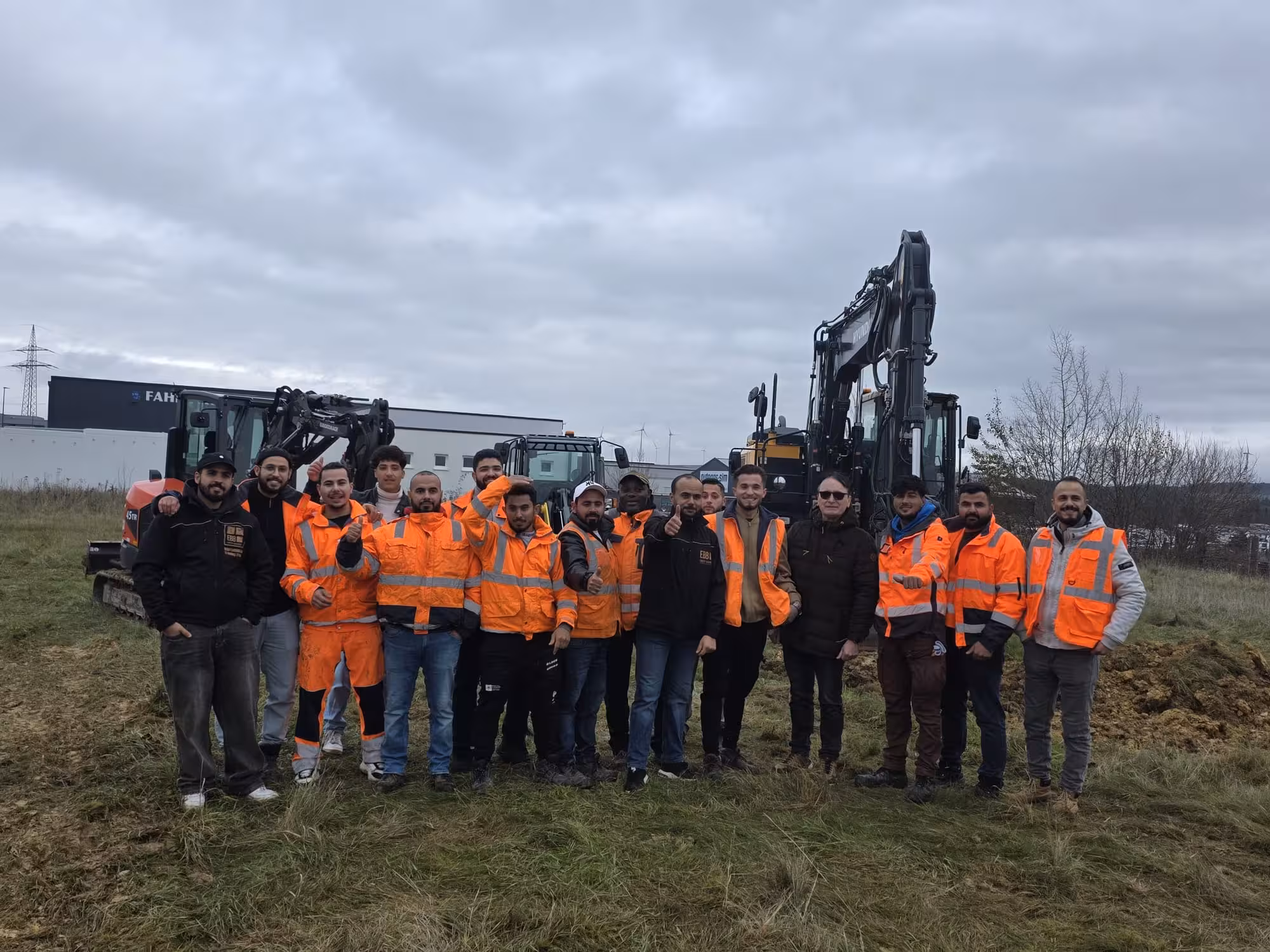 Rail construction professionals planning work together
