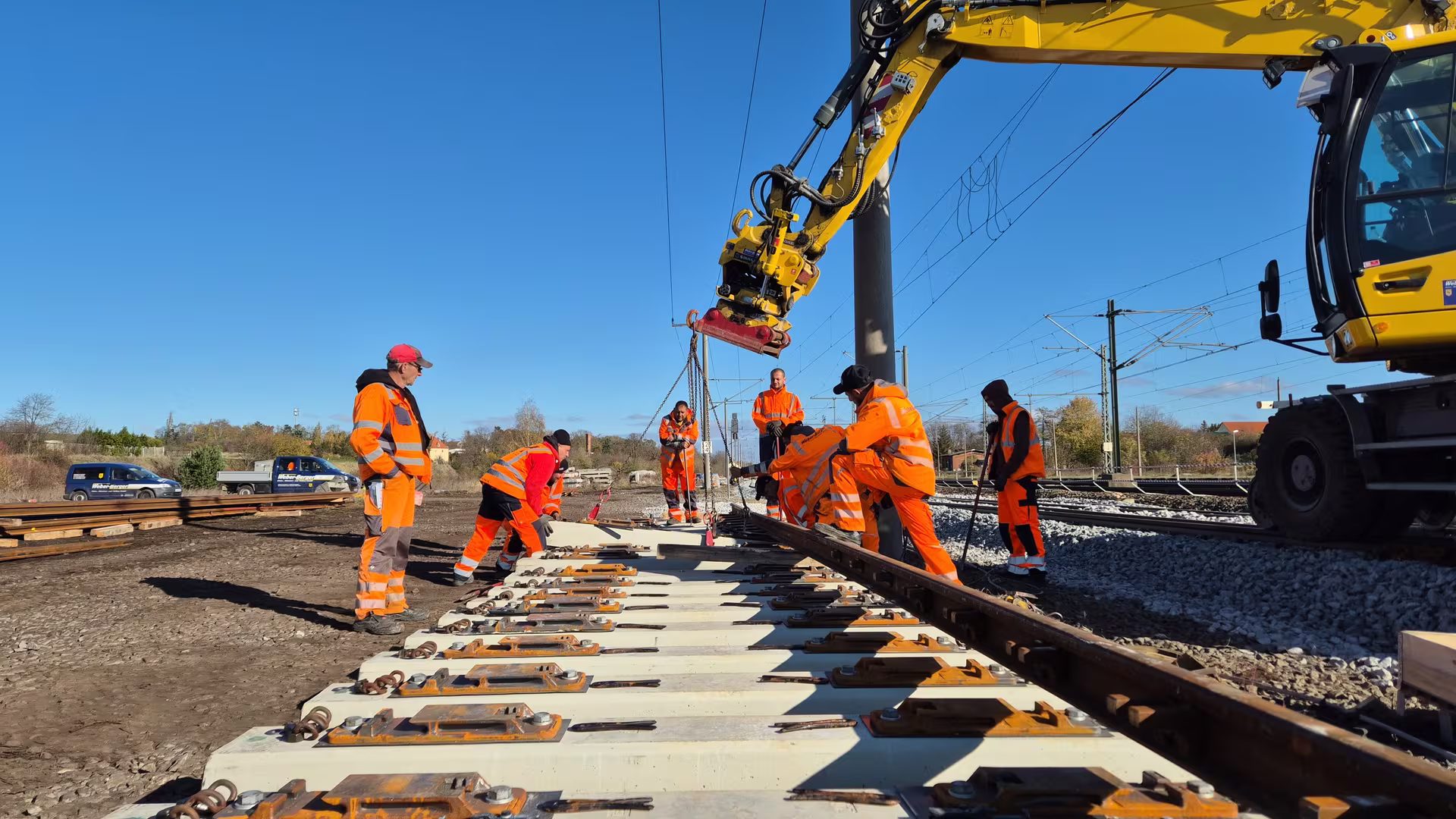 Rail excavator working on railway infrastructure